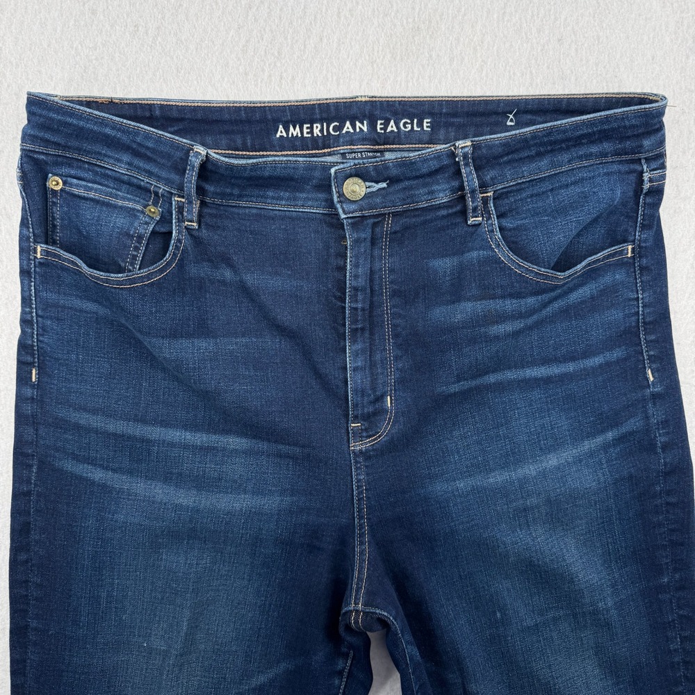 American Eagle Highest Rise Flare Jeans Womens 16 Short (36x31) Dark Wash Blue